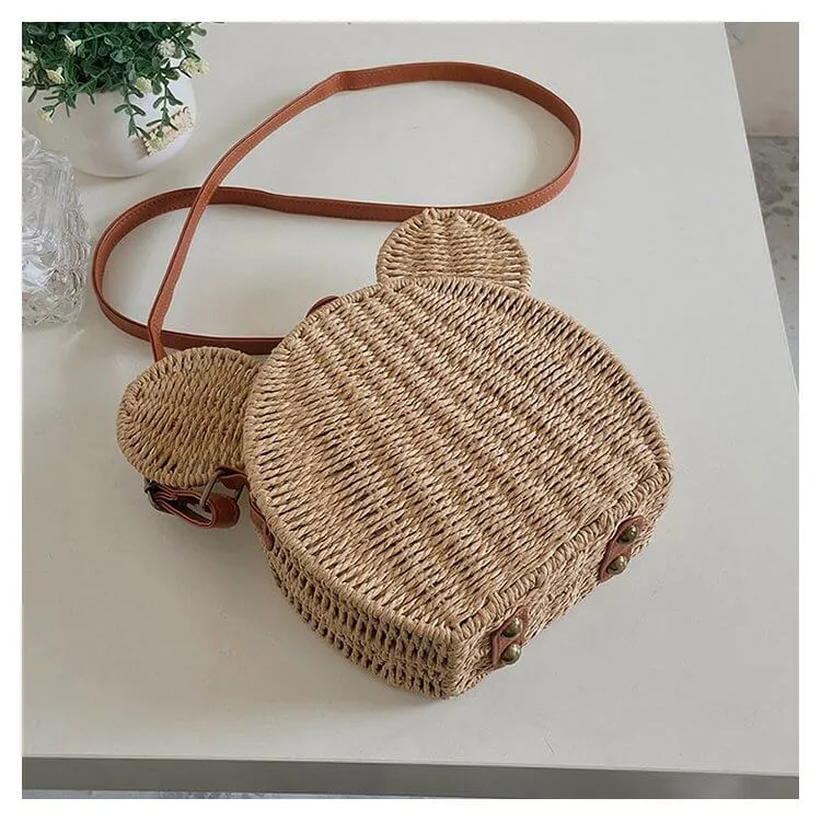 Animal Shape Design Mini Straw Crossbody Bag-Showtown
