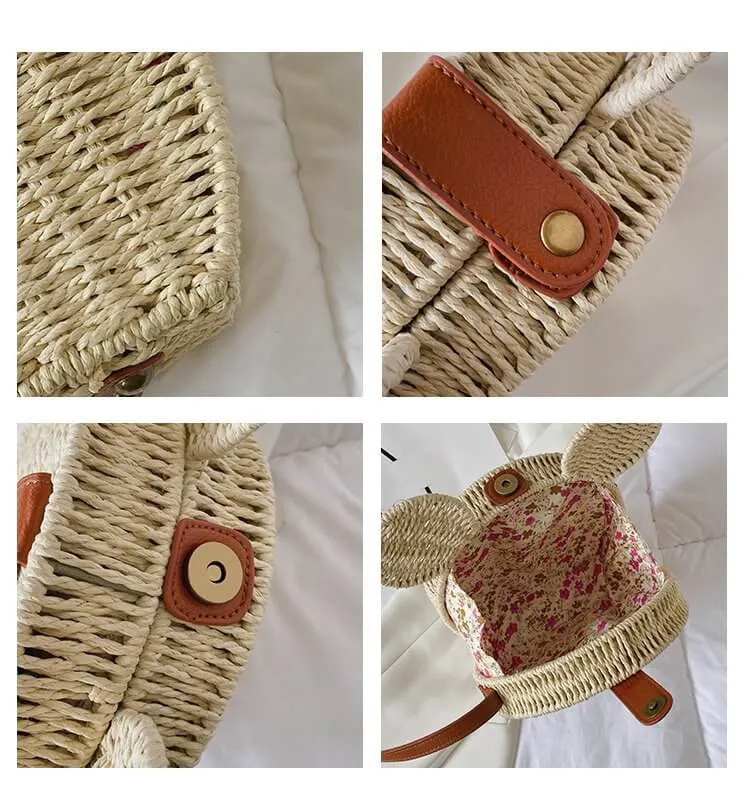 Animal Shape Design Mini Straw Crossbody Bag-Showtown
