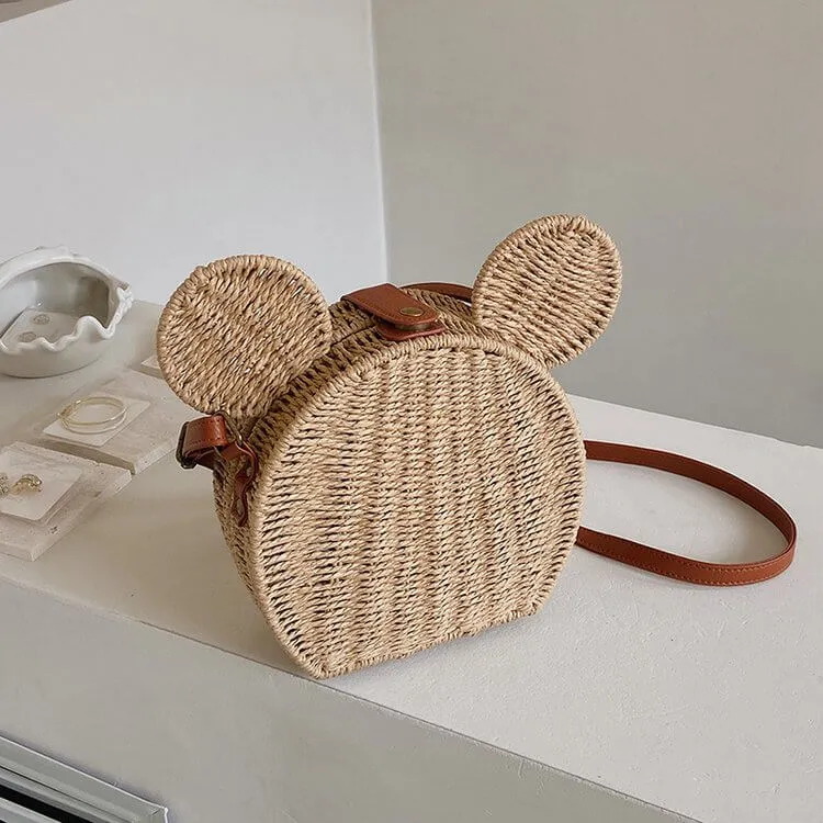 Animal Shape Design Mini Straw Crossbody Bag-Showtown