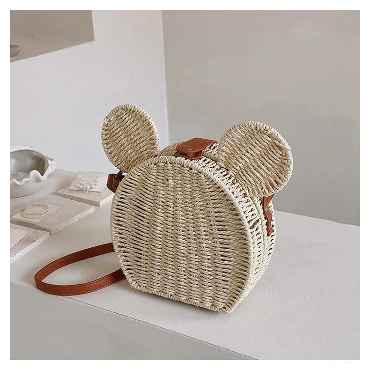 Animal Shape Design Mini Straw Crossbody Bag-Showtown