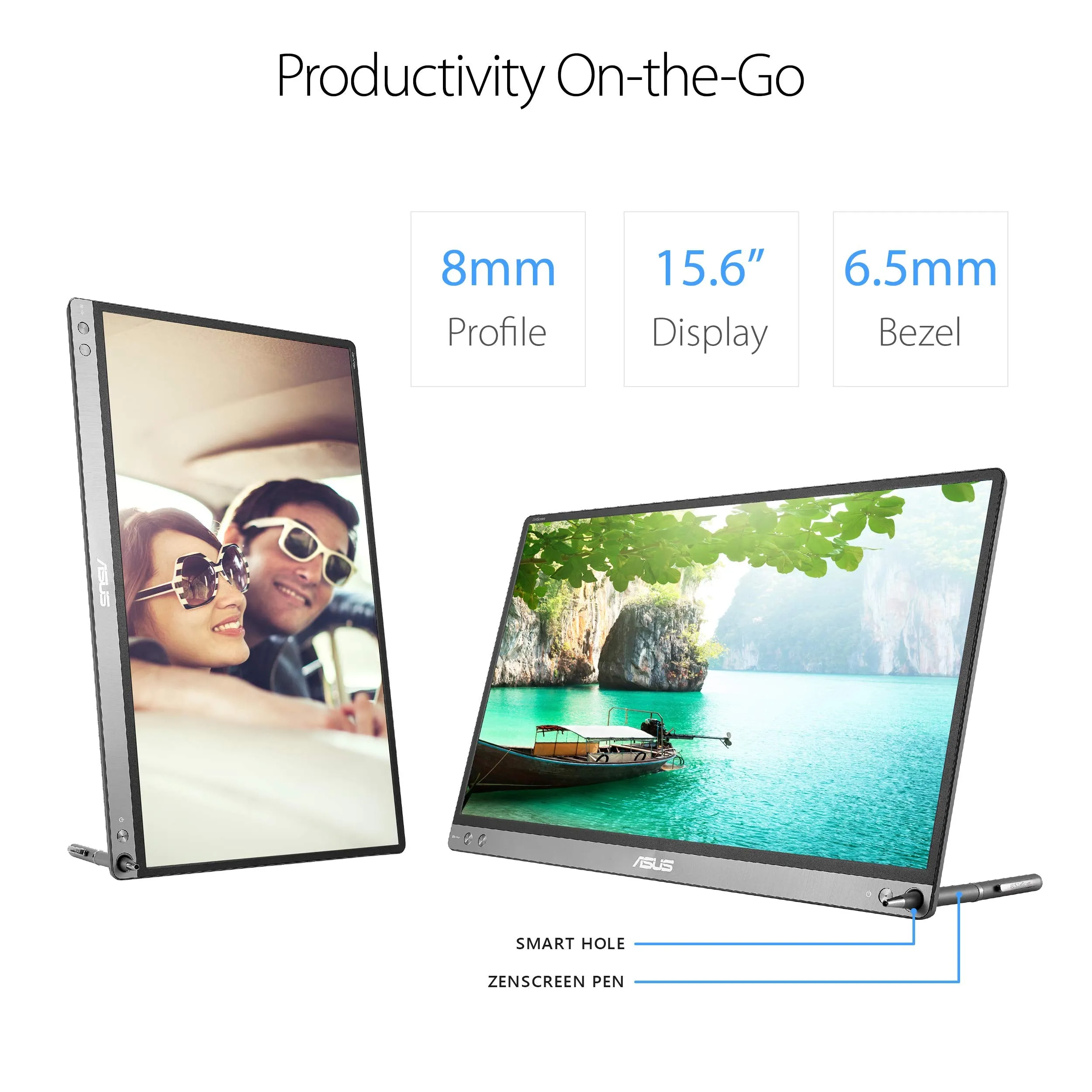 Asus Zenscreen Go MB16AP 15.6" Full HD Portable Monitor IPS Built-in Battery Eye Care USB Type-C W/Foldable Smart Case