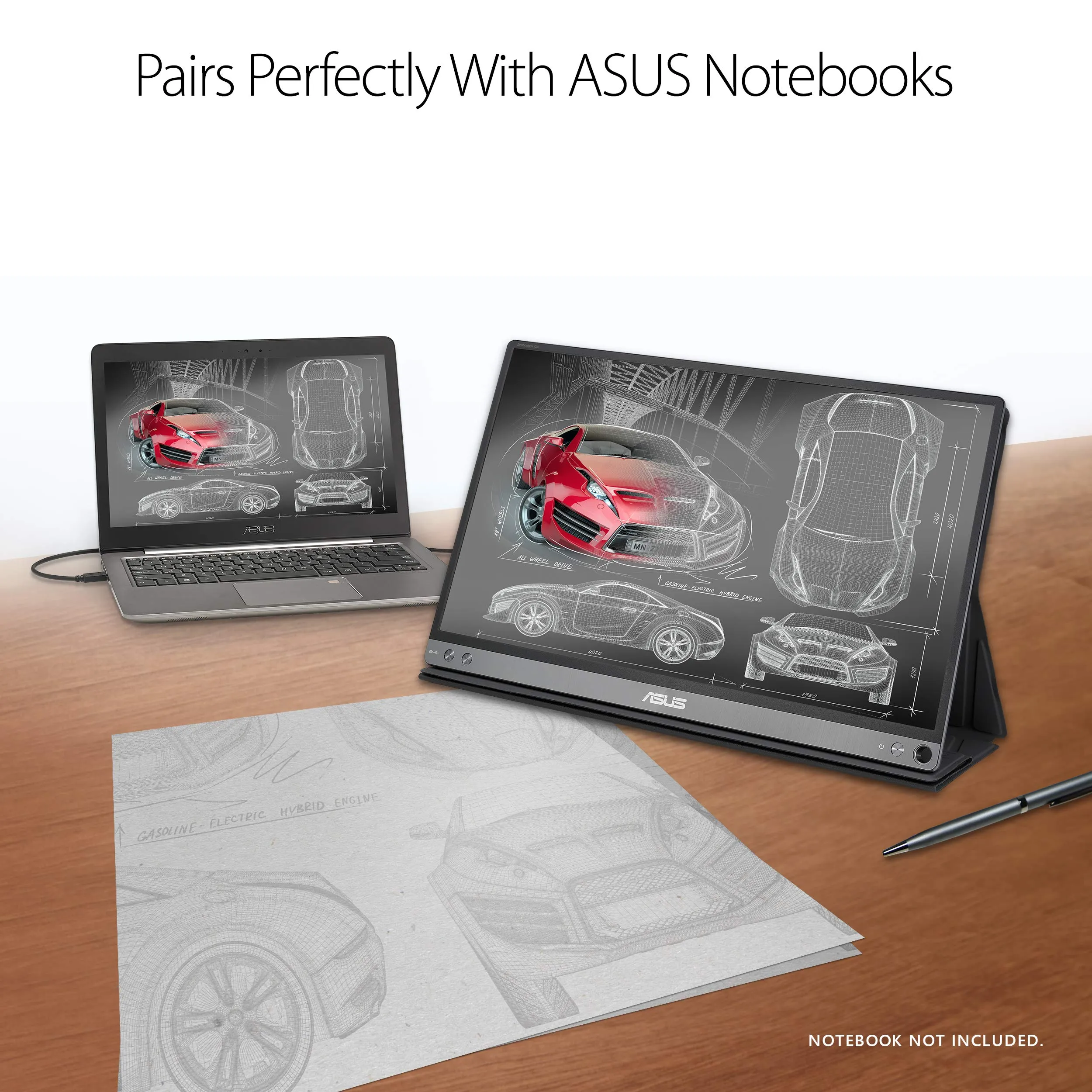 Asus Zenscreen Go MB16AP 15.6" Full HD Portable Monitor IPS Built-in Battery Eye Care USB Type-C W/Foldable Smart Case