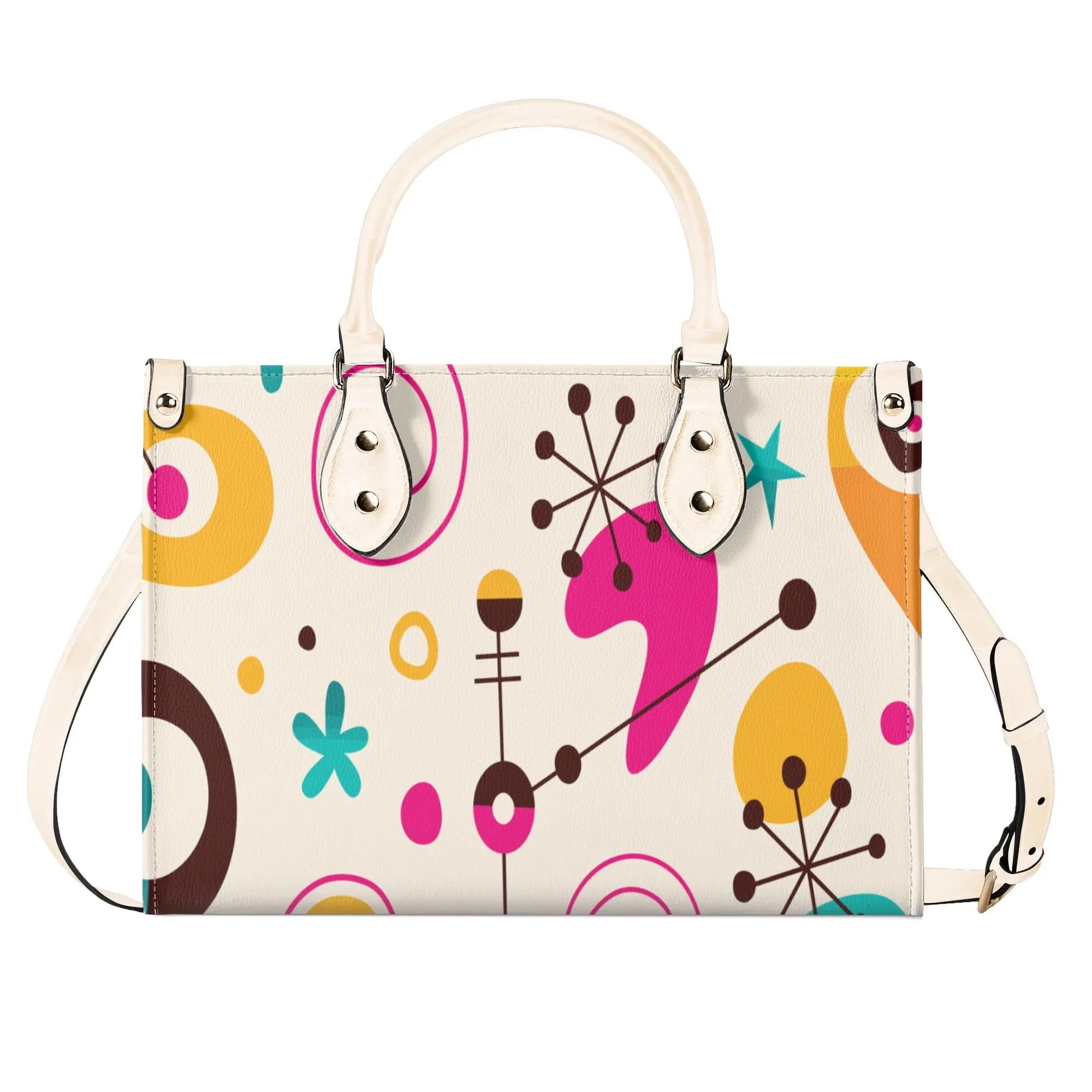 Atomic 1950s Retro Mod Satchel, Mid Century Modern Kitsch Quirky Handbag