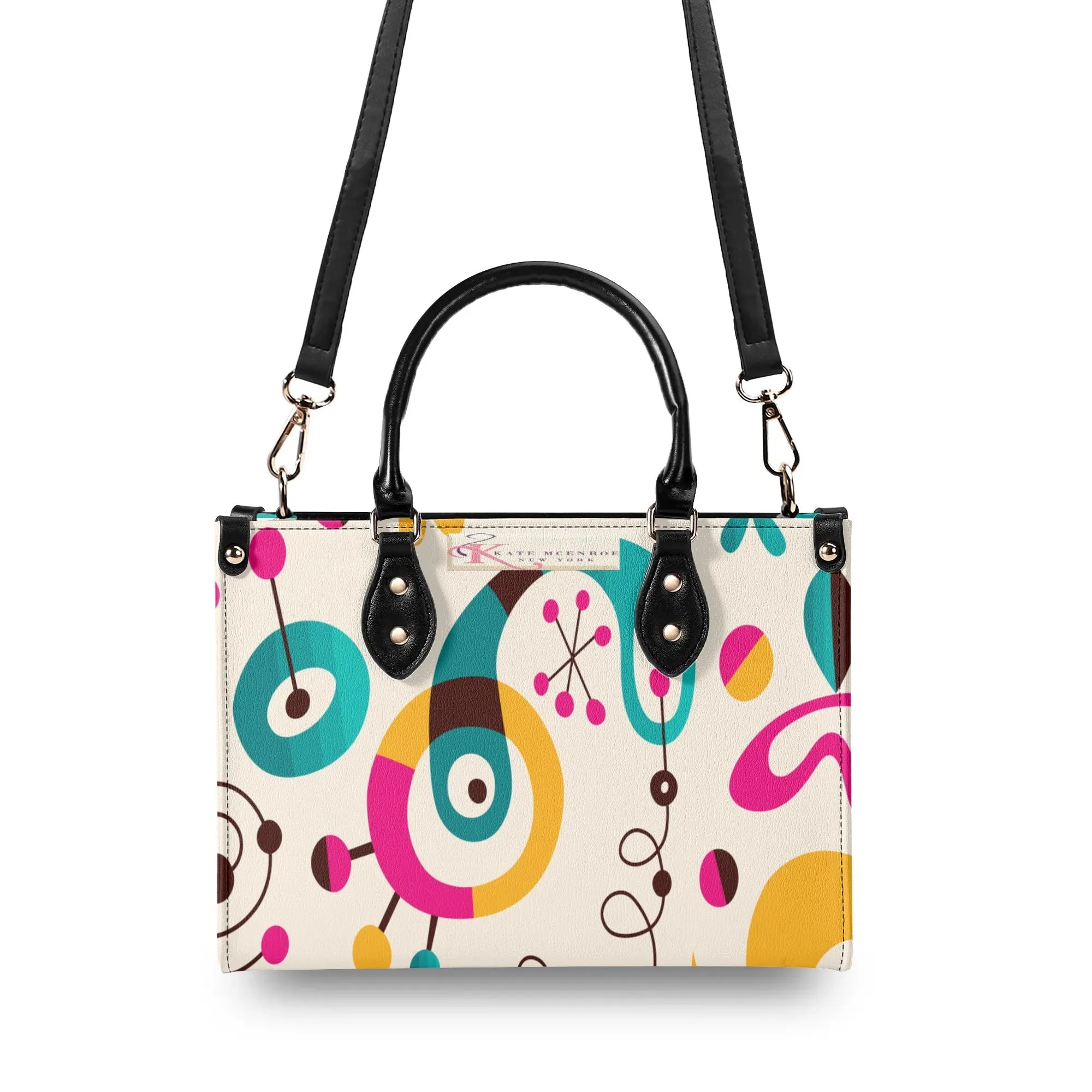 Atomic 1950s Retro Mod Satchel, Mid Century Modern Kitsch Quirky Handbag