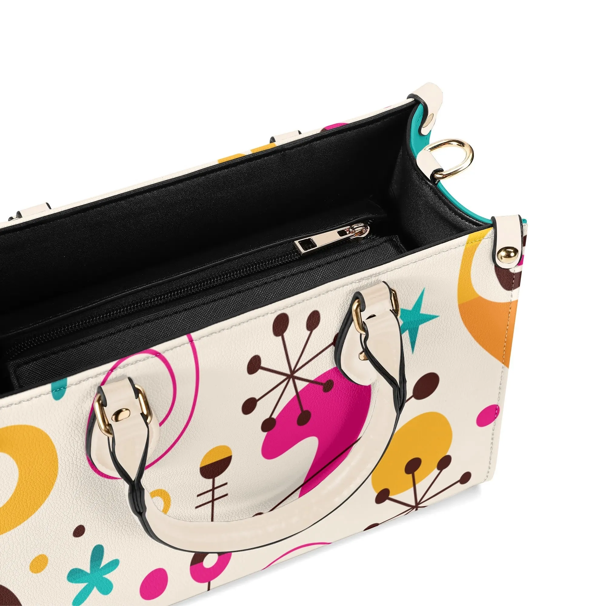 Atomic 1950s Retro Mod Satchel, Mid Century Modern Kitsch Quirky Handbag