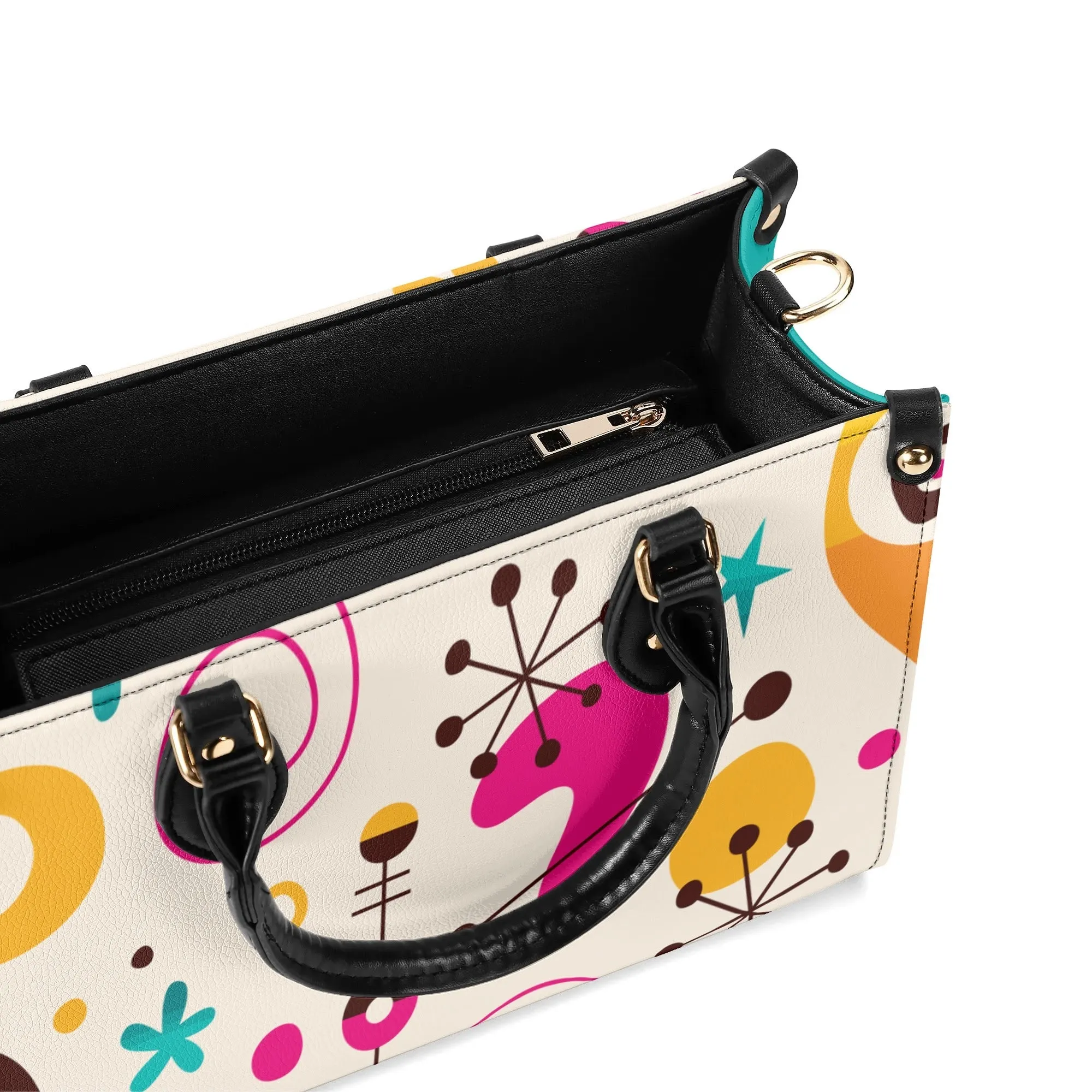 Atomic 1950s Retro Mod Satchel, Mid Century Modern Kitsch Quirky Handbag