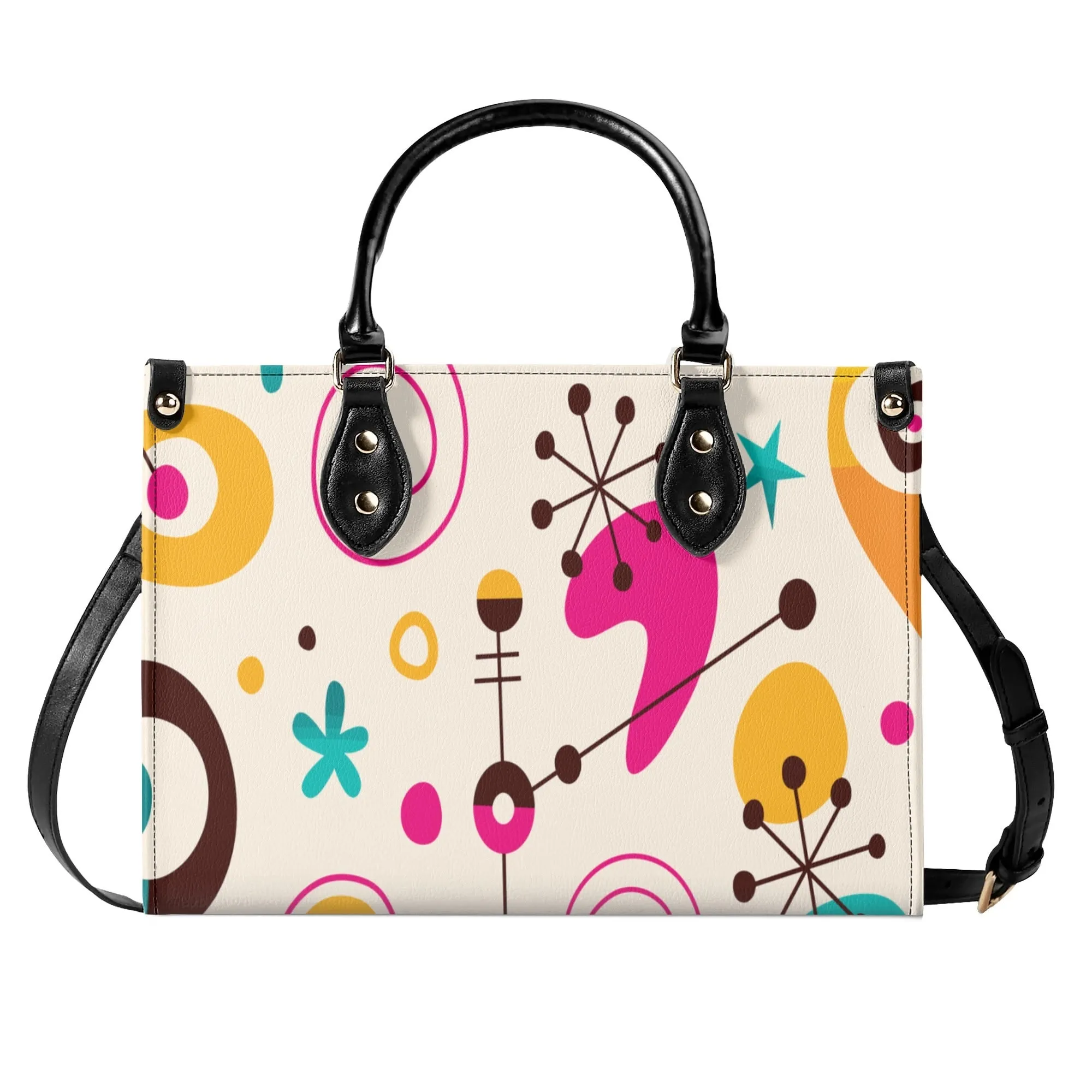 Atomic 1950s Retro Mod Satchel, Mid Century Modern Kitsch Quirky Handbag