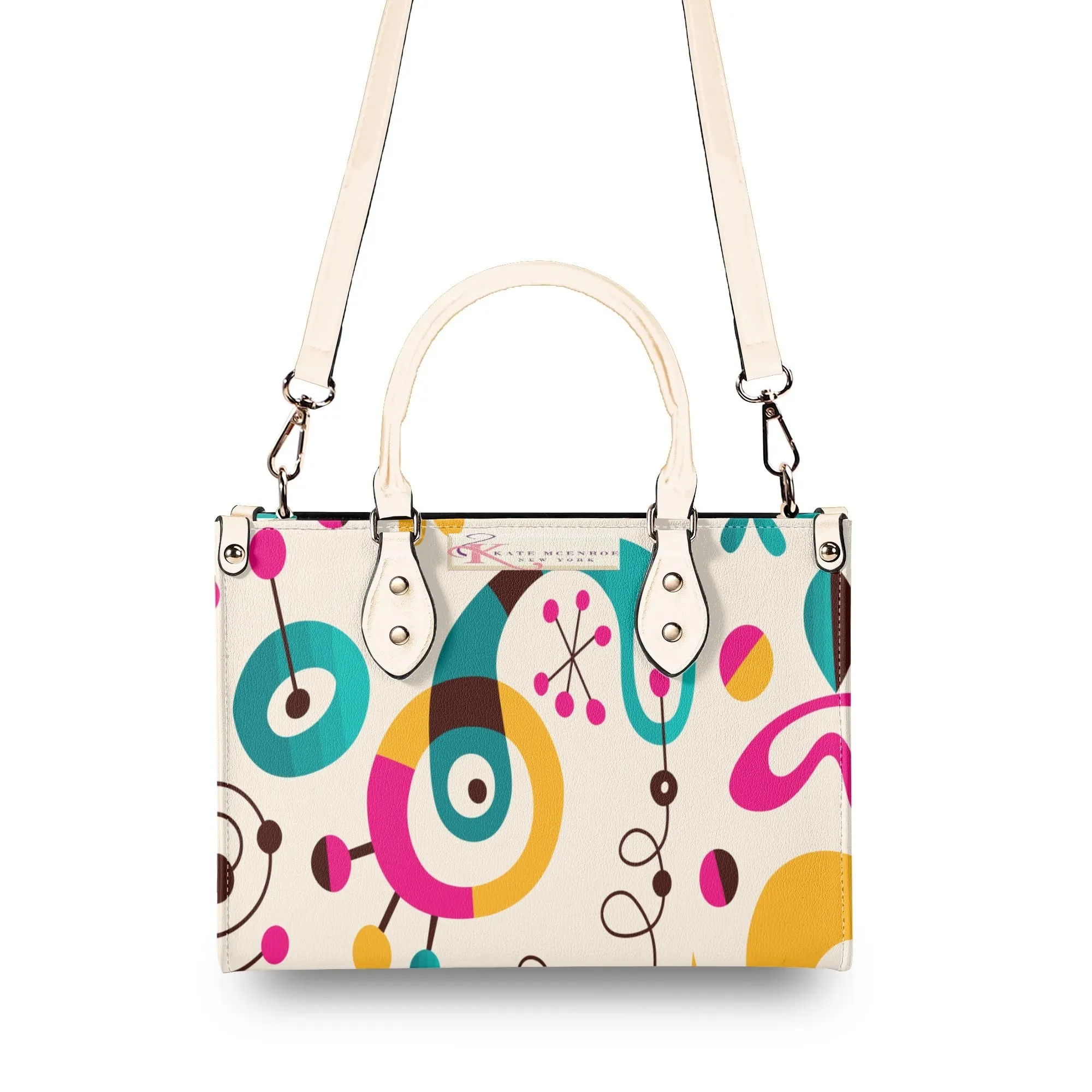 Atomic 1950s Retro Mod Satchel, Mid Century Modern Kitsch Quirky Handbag