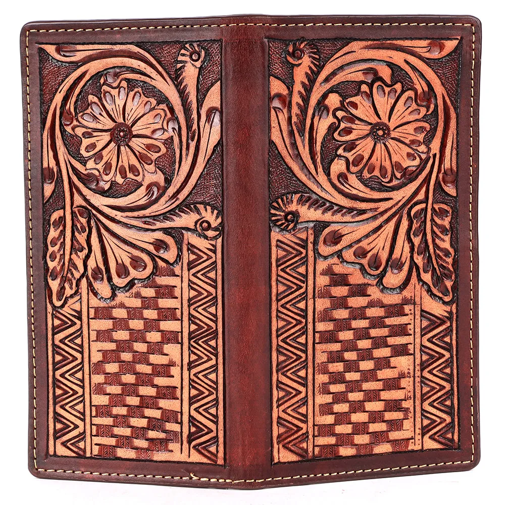 Bar H Equine Women Floral Hand Tooled Genuine Leather Western Handbag Wallet Purse