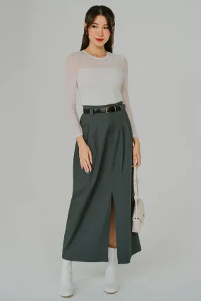 Belted Terrain Skirt (Teal-Grey)