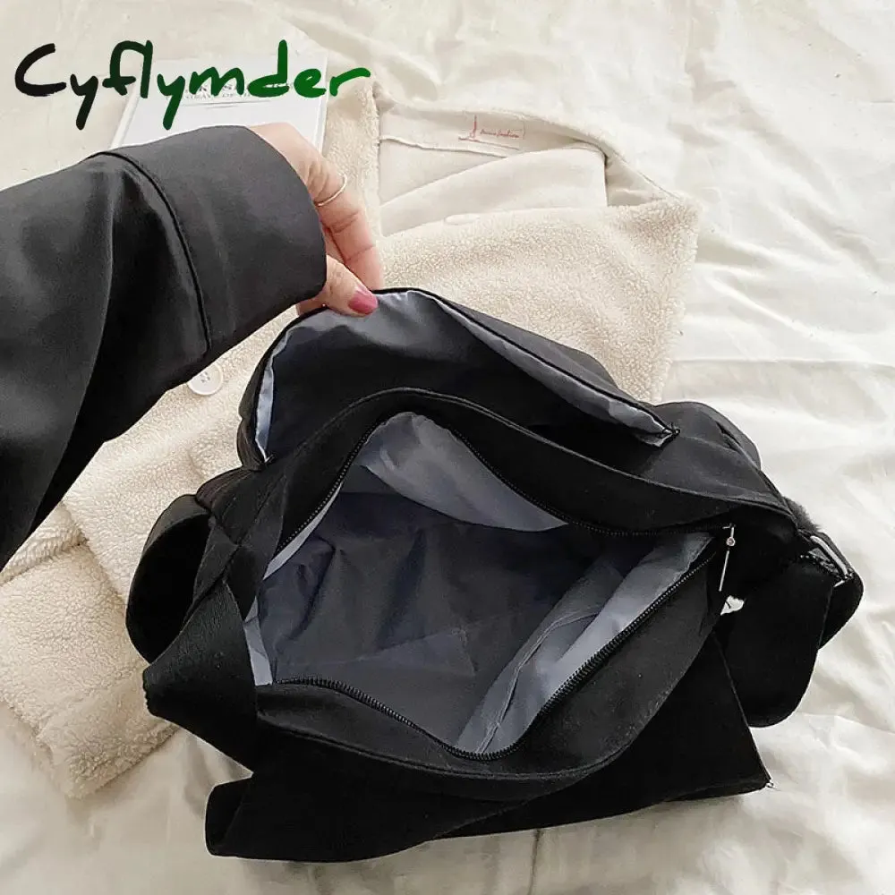 Cyflymder Simple School Student Shoulder Bag Nylon Handbags Solid Color Leisure Large Capacity Messenger Bag Male Female Tote Bag Satchels