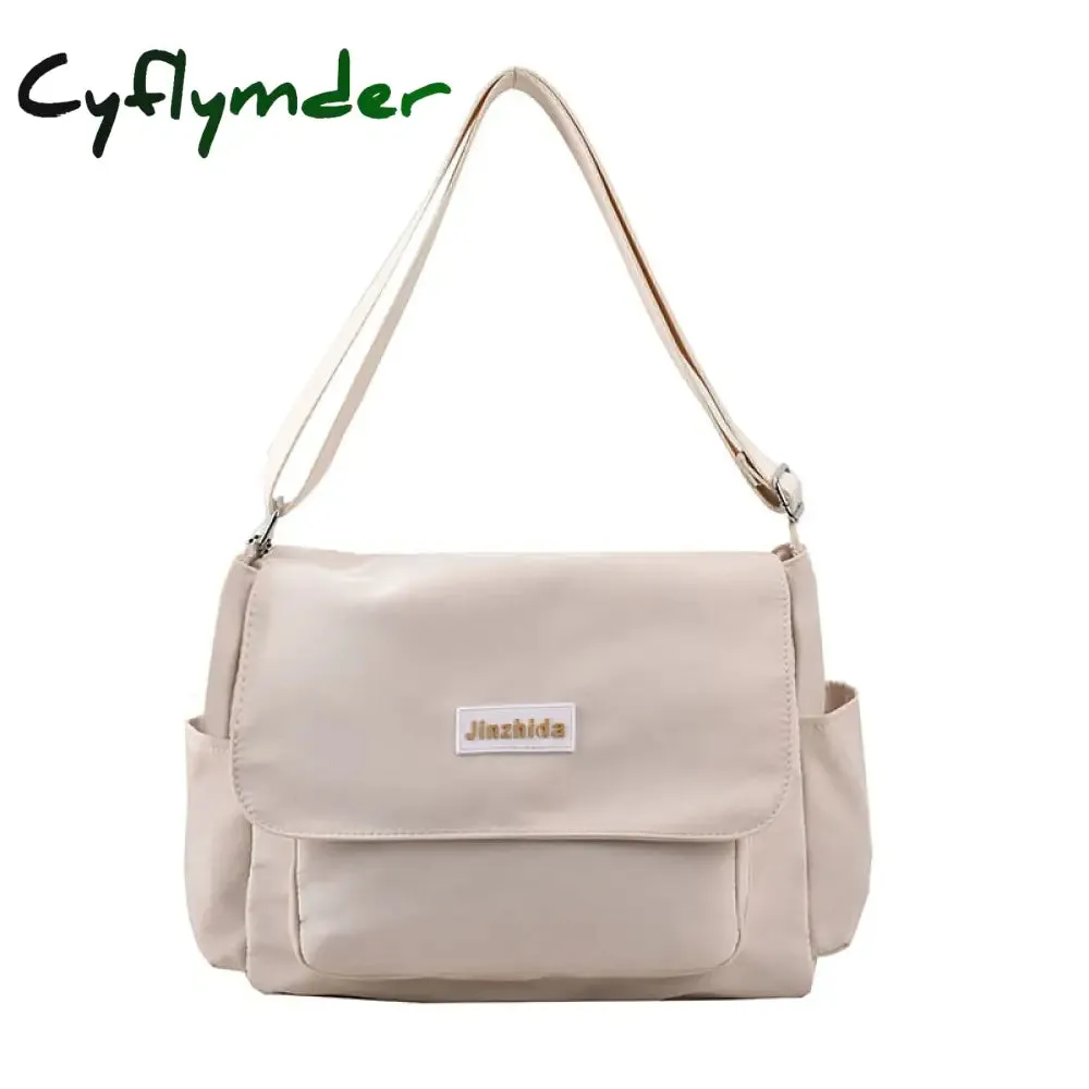 Cyflymder Simple School Student Shoulder Bag Nylon Handbags Solid Color Leisure Large Capacity Messenger Bag Male Female Tote Bag Satchels