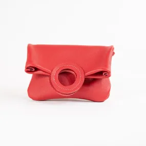 Daphne Foldover Clutch - Pebbled Raspberry