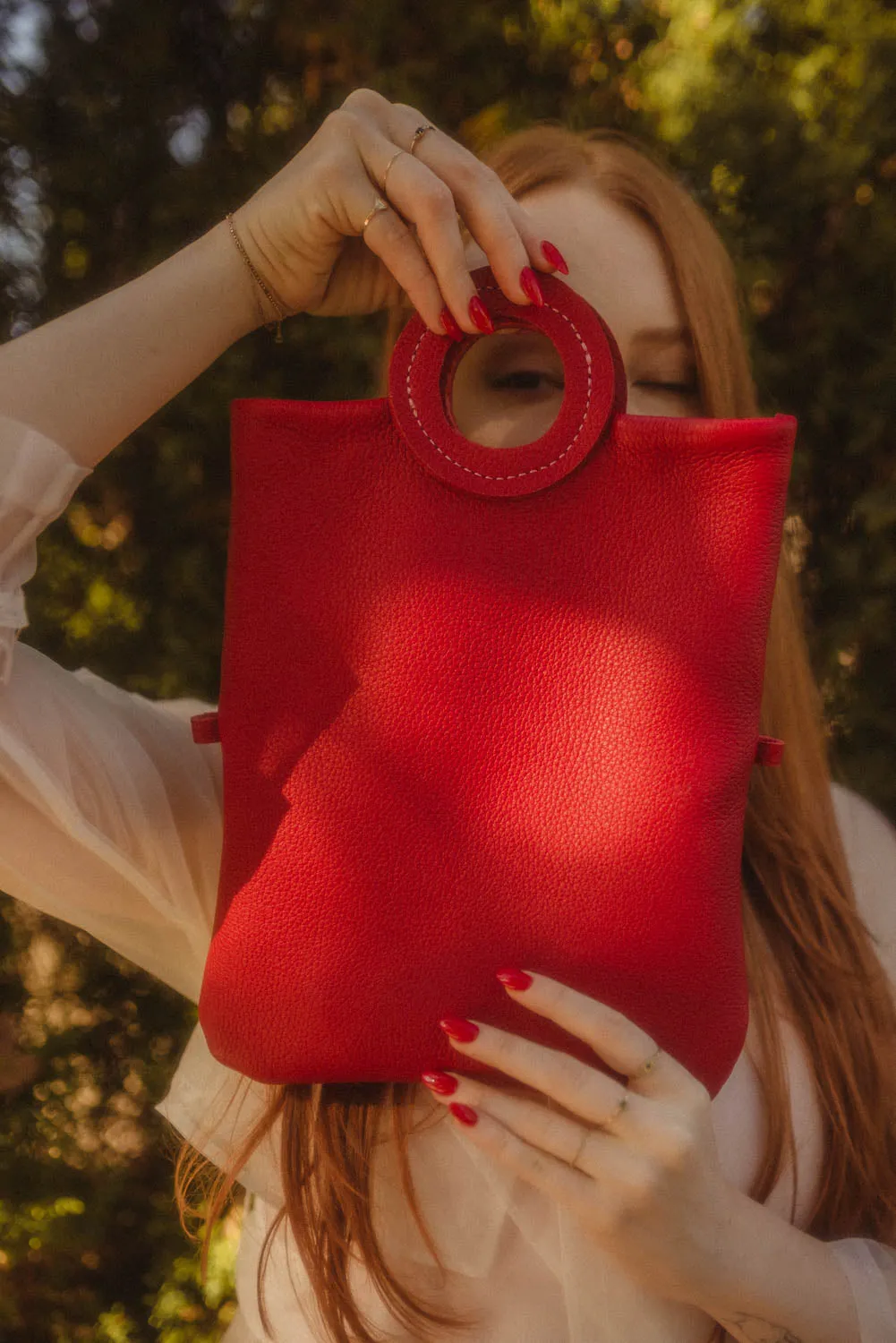 Daphne Foldover Clutch - Pebbled Raspberry