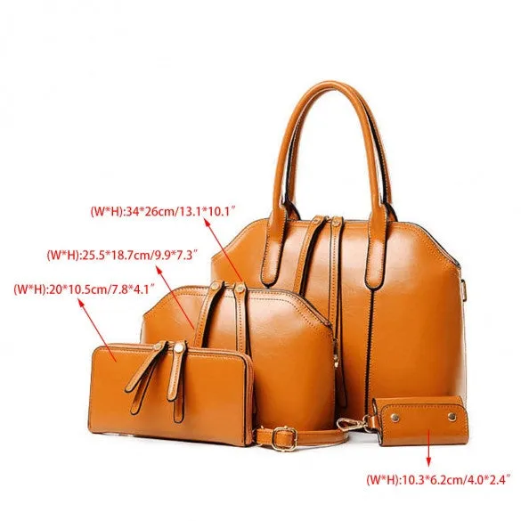 Fashion Women's Synthetic Leather Shoulder Bag   Messenger Bag   Bag   Wallet 4 Sets