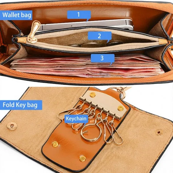 Fashion Women's Synthetic Leather Shoulder Bag   Messenger Bag   Bag   Wallet 4 Sets
