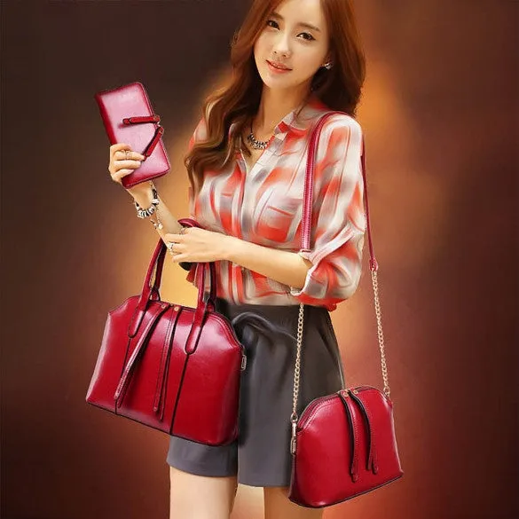 Fashion Women's Synthetic Leather Shoulder Bag   Messenger Bag   Bag   Wallet 4 Sets