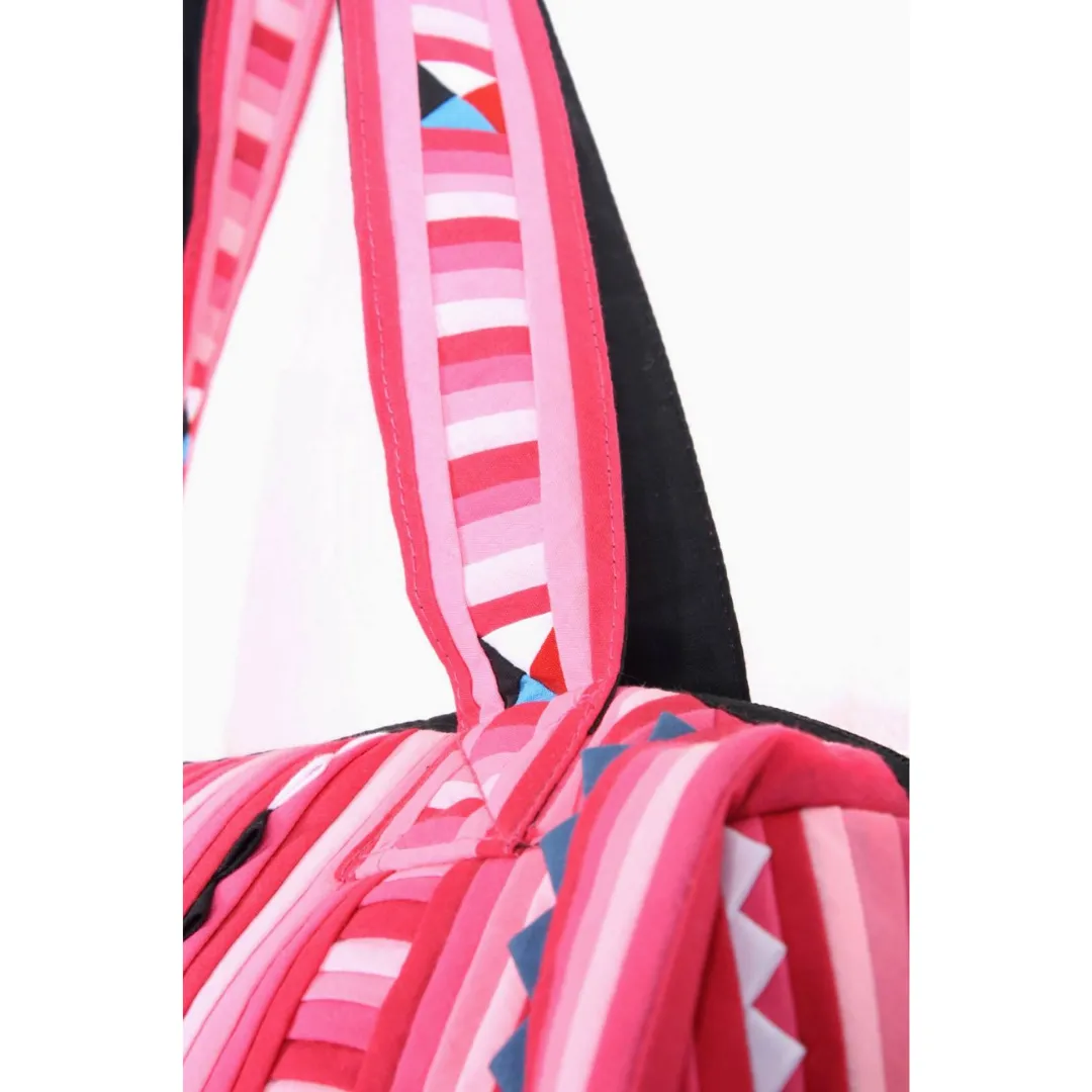 Geometric Hmong Pink Overnight Duffel Bag -  Thailand