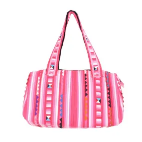 Geometric Hmong Pink Overnight Duffel Bag -  Thailand