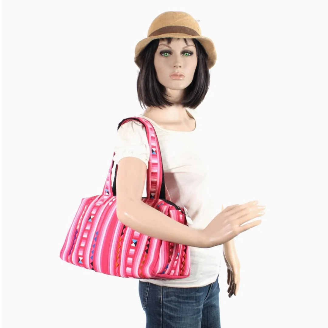 Geometric Hmong Pink Overnight Duffel Bag -  Thailand