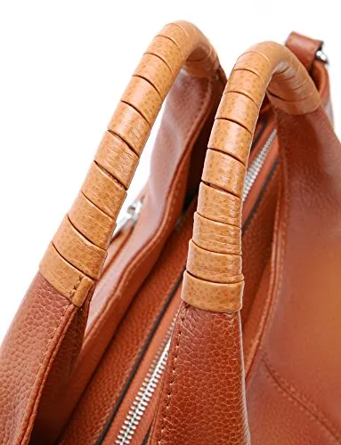 Iswee Genuine Leather Satchel Purses and Handbags for Women Top Handle Satchels Ladies Bags(Sorrel)