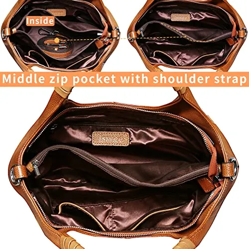 Iswee Genuine Leather Satchel Purses and Handbags for Women Top Handle Satchels Ladies Bags(Sorrel)