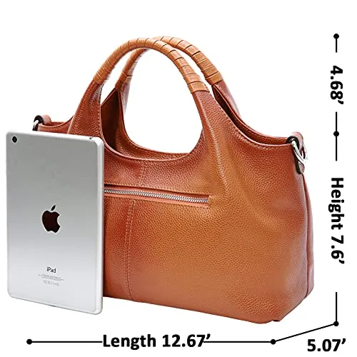 Iswee Genuine Leather Satchel Purses and Handbags for Women Top Handle Satchels Ladies Bags(Sorrel)