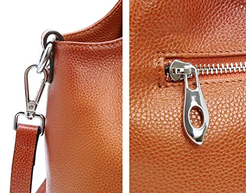 Iswee Genuine Leather Satchel Purses and Handbags for Women Top Handle Satchels Ladies Bags(Sorrel)