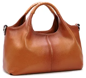 Iswee Genuine Leather Satchel Purses and Handbags for Women Top Handle Satchels Ladies Bags(Sorrel)