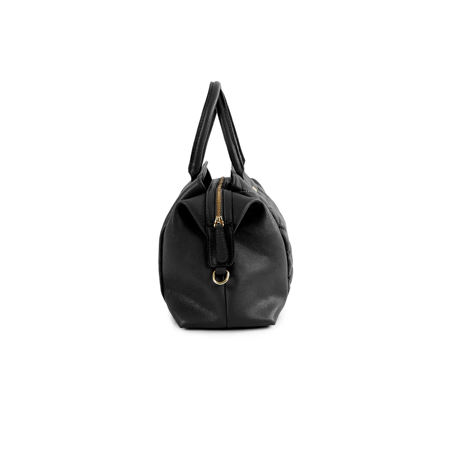 La Mode Quilted Dome Satchel - Black
