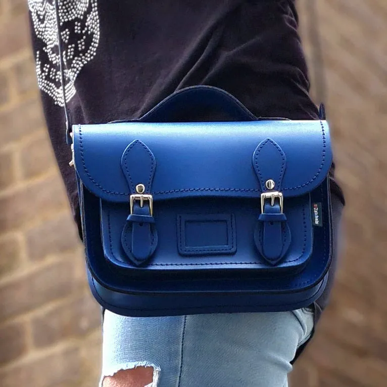 Leather Midi Satchel - Royal Blue