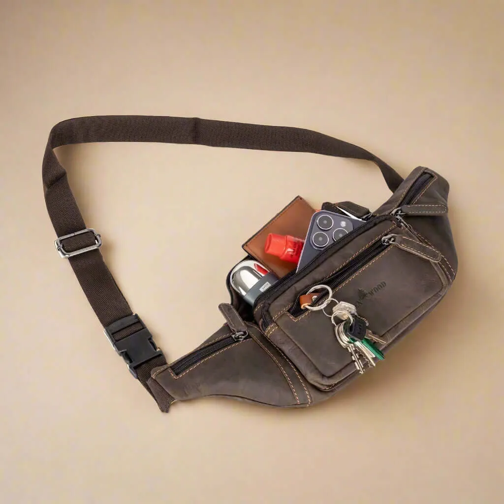 Leather Waist Pack - Brown Colour