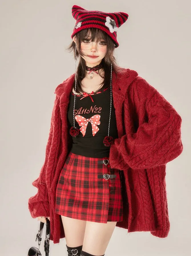 Neck Dot Ribbon Slim Top Big