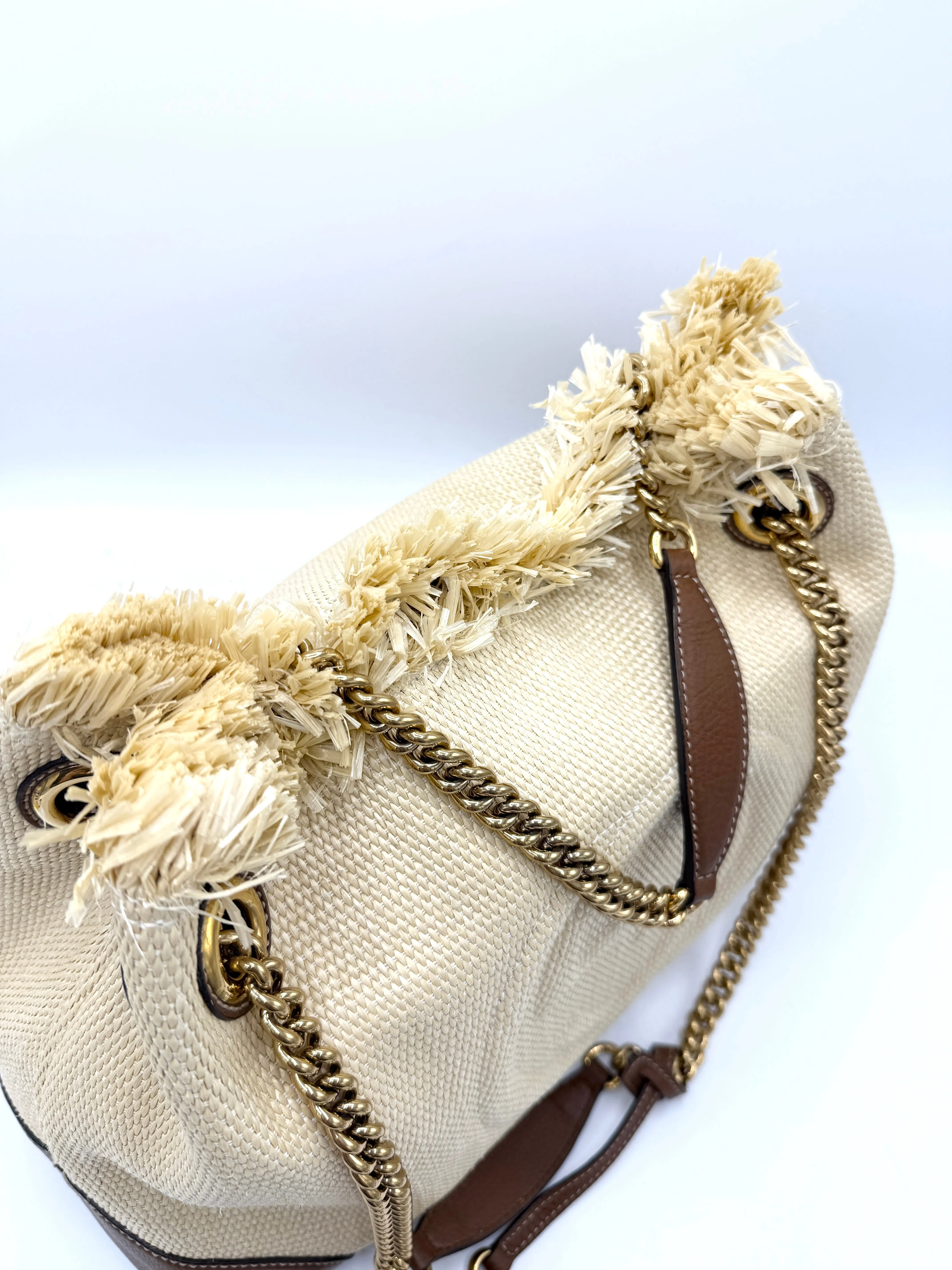 Rare Quilted Straw GHW Soho Chain Tote
