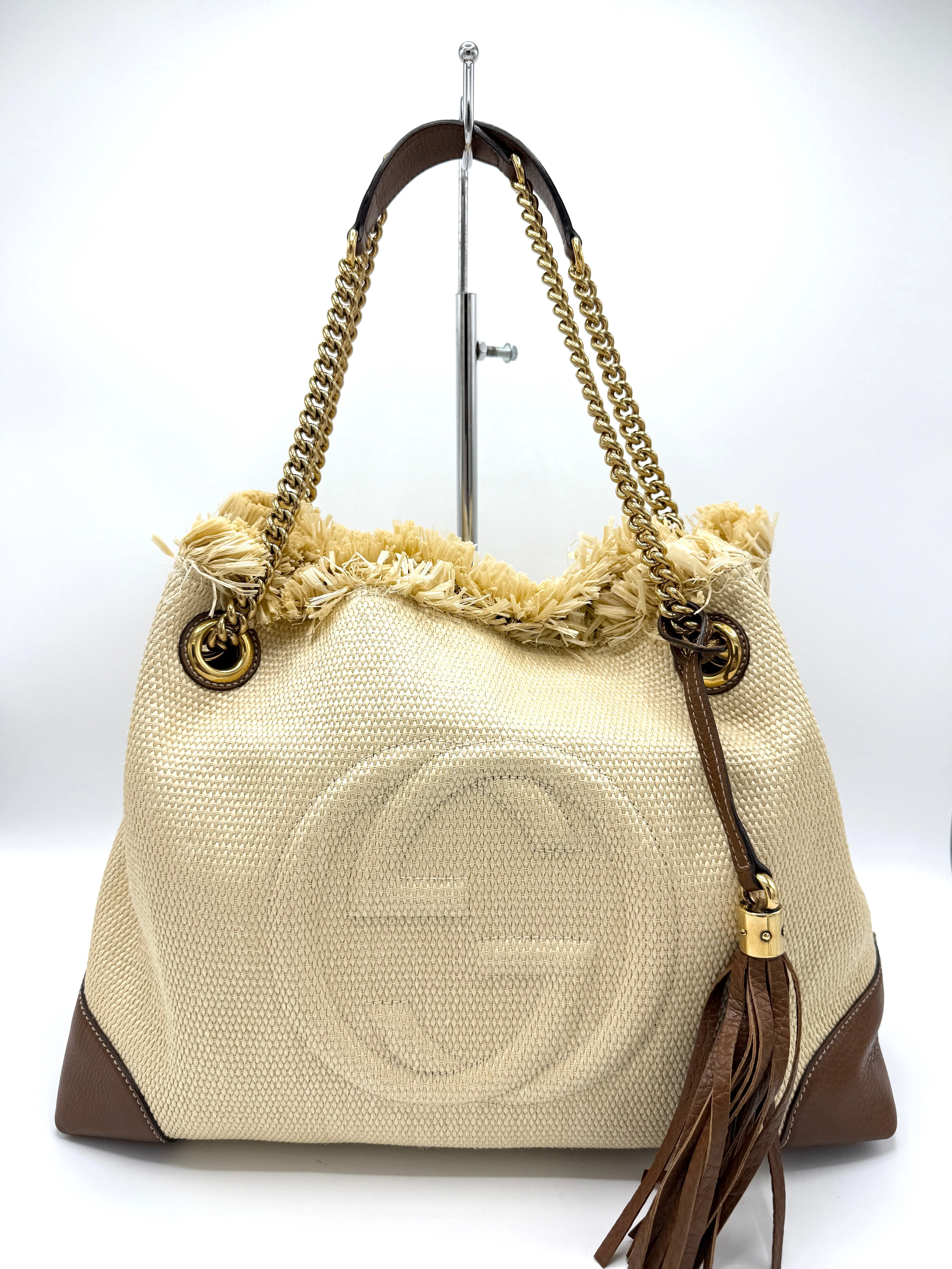 Rare Quilted Straw GHW Soho Chain Tote