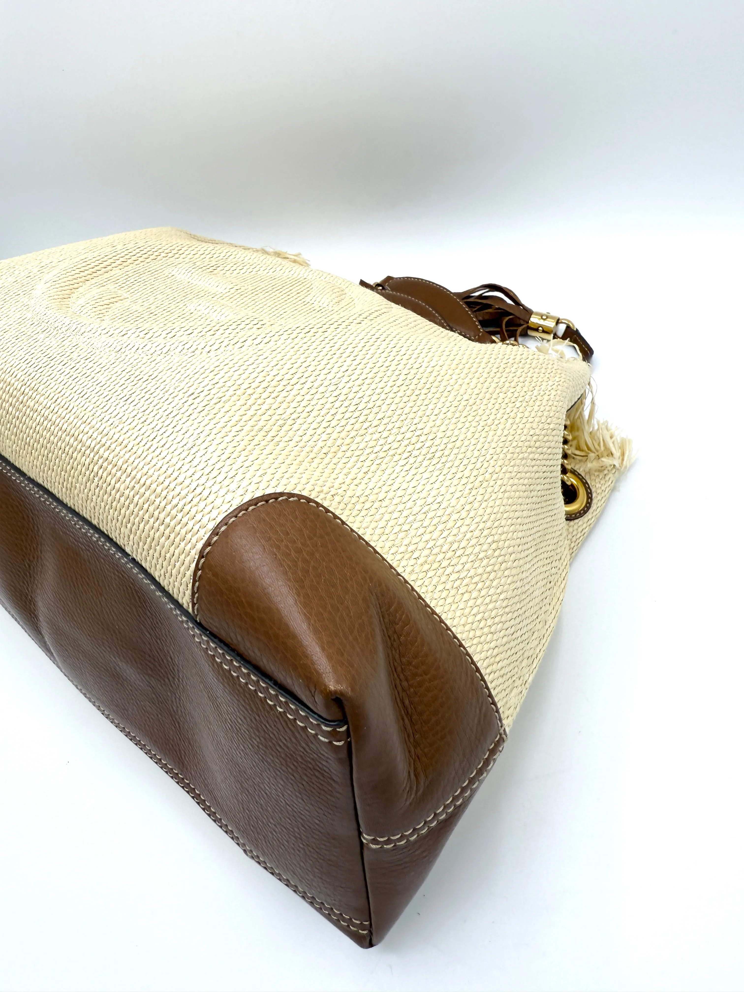 Rare Quilted Straw GHW Soho Chain Tote