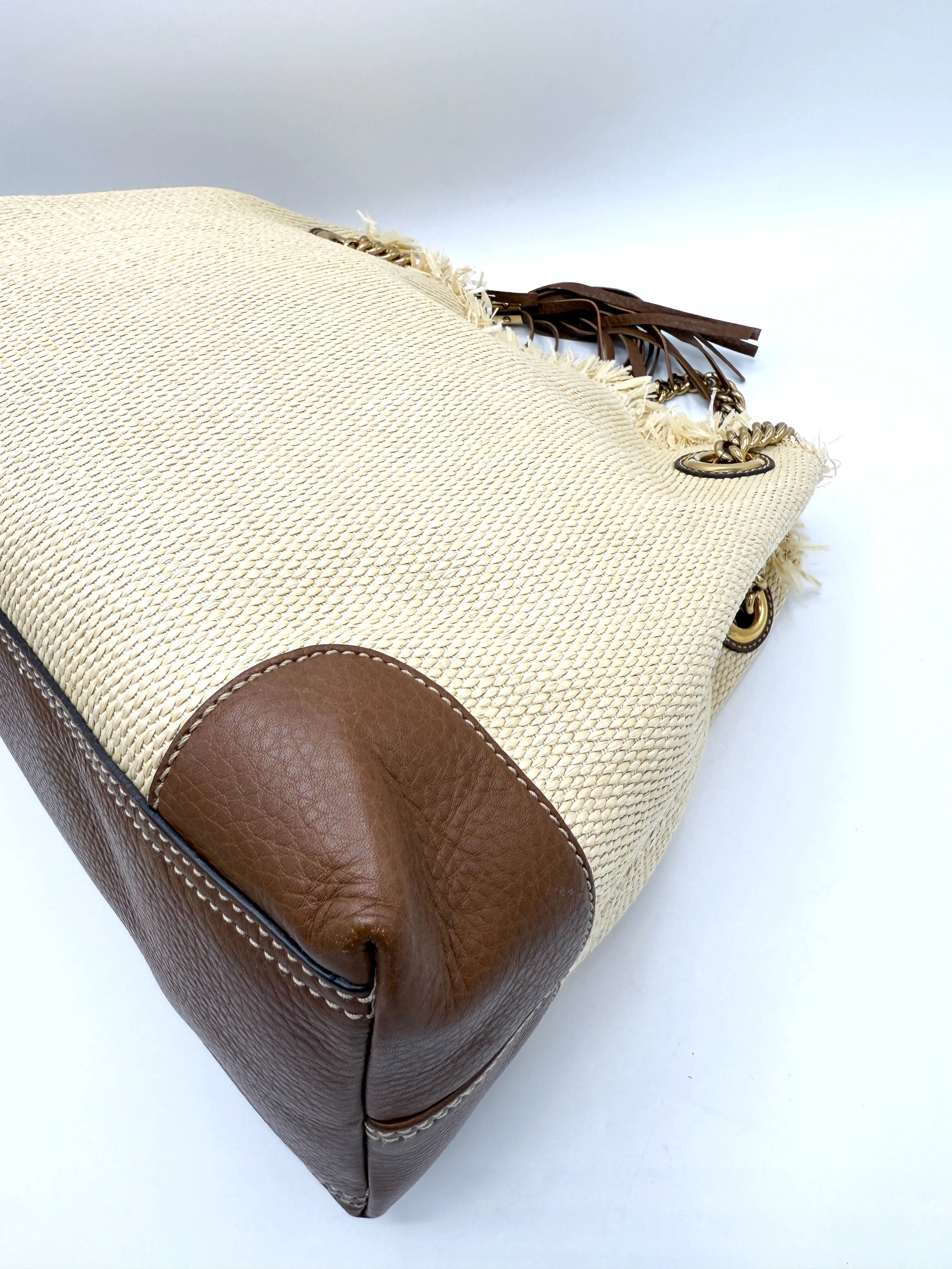 Rare Quilted Straw GHW Soho Chain Tote
