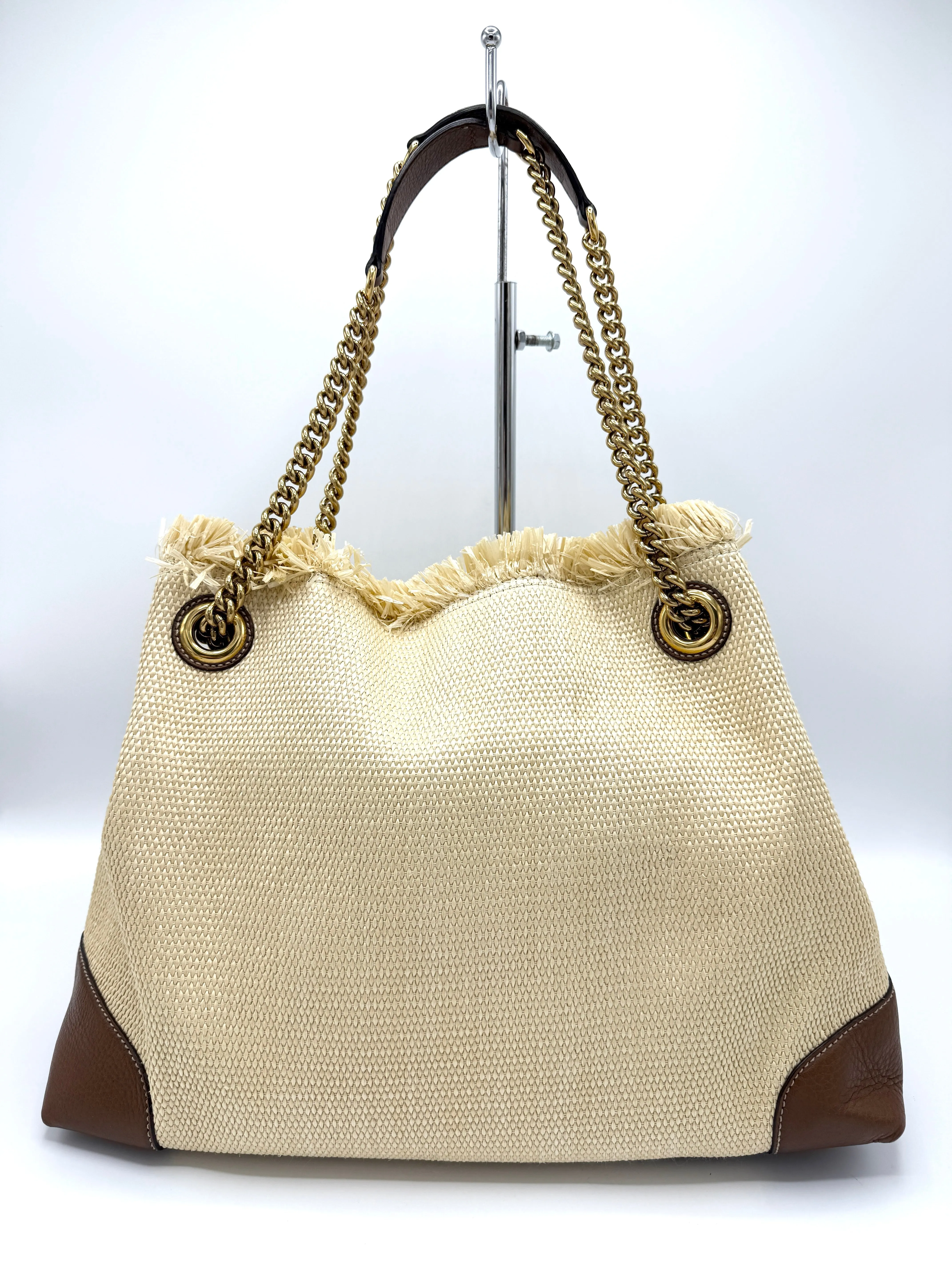 Rare Quilted Straw GHW Soho Chain Tote