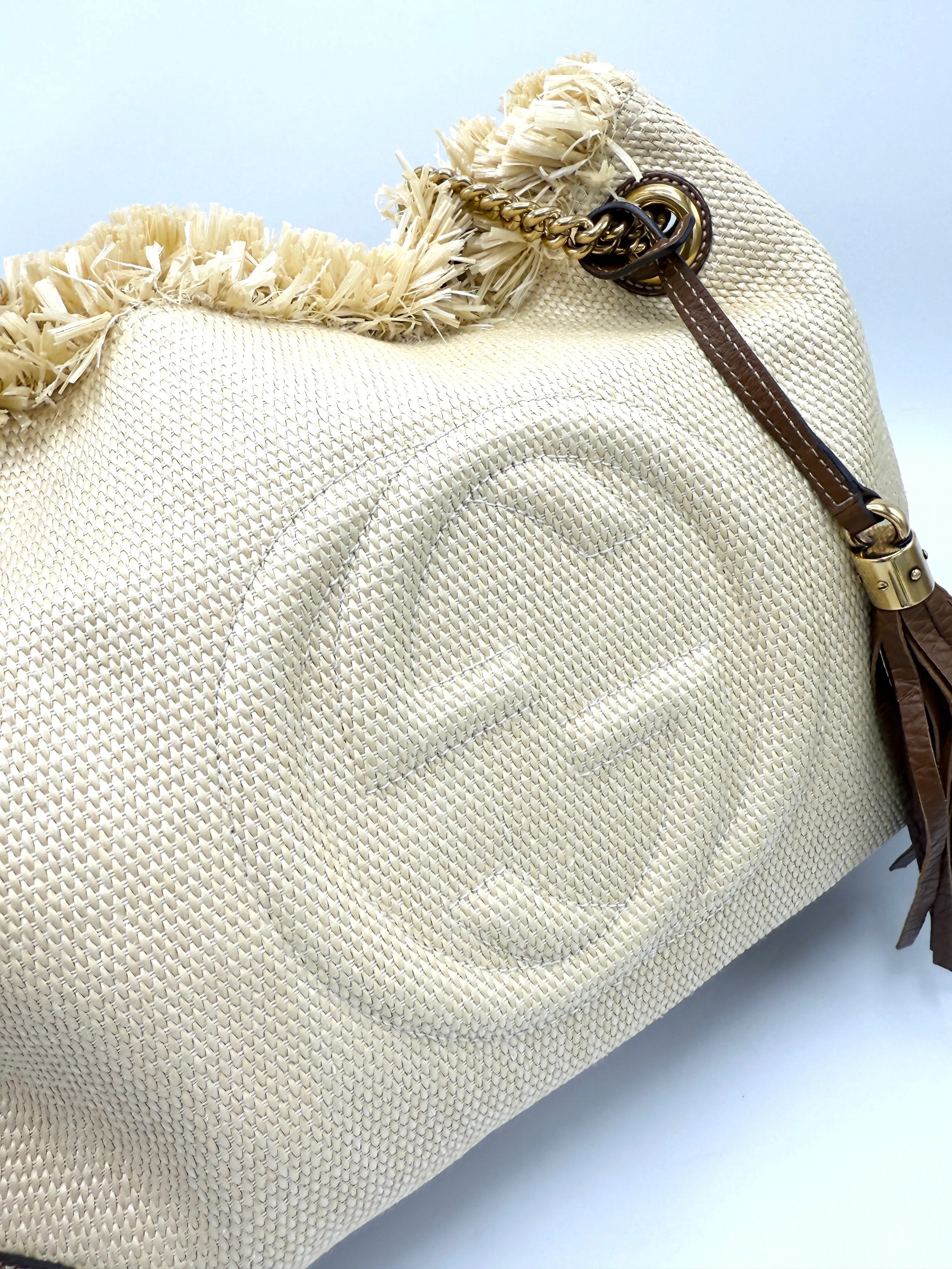 Rare Quilted Straw GHW Soho Chain Tote