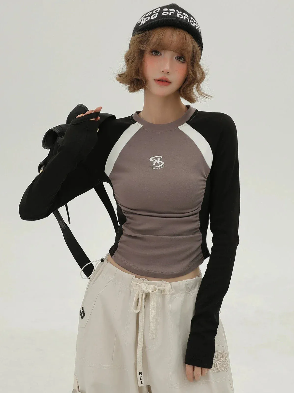 Short Color T Long Contrast American Hot Girl Slim