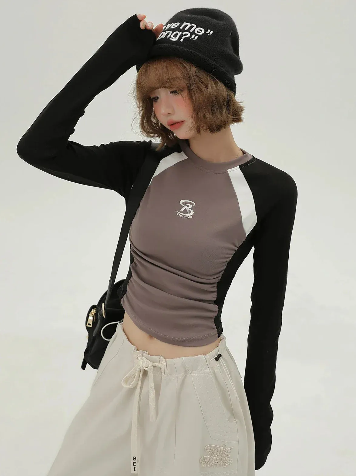 Short Color T Long Contrast American Hot Girl Slim
