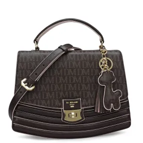 Small Monogram Franzy Leather Satchel - Chocolate