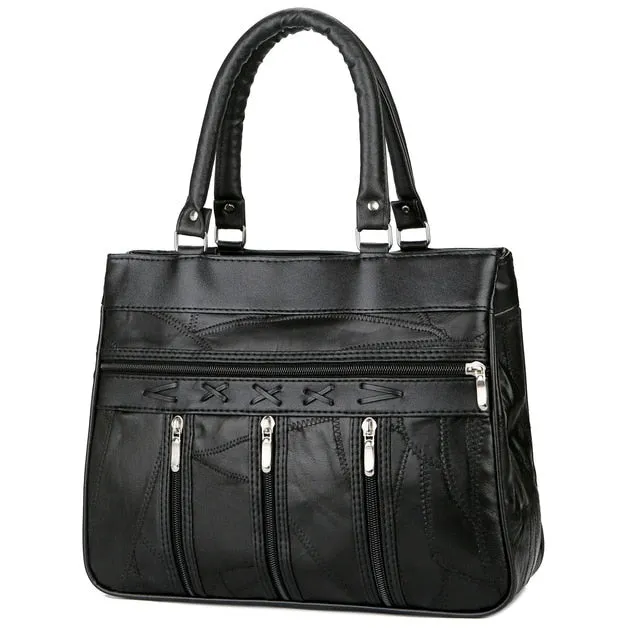 Top-Handle Bags Genuine Leather Bags Women Sheepskin Handbags Women Bag Designer Soft Shoulder Bag Lady Patchwork Vintage Bags
