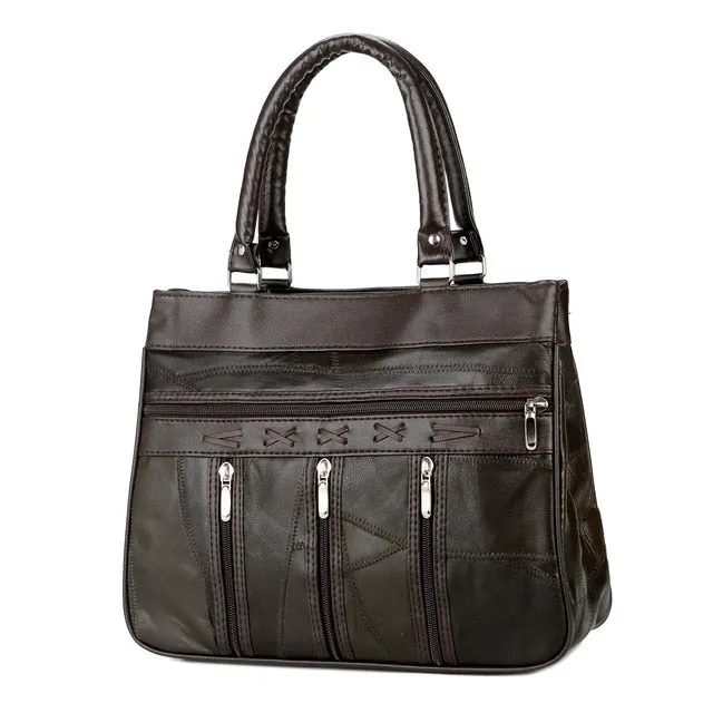 Top-Handle Bags Genuine Leather Bags Women Sheepskin Handbags Women Bag Designer Soft Shoulder Bag Lady Patchwork Vintage Bags