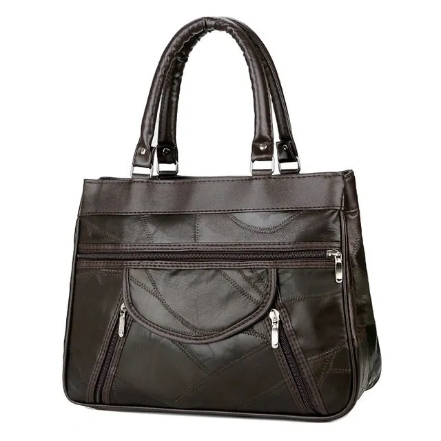 Top-Handle Bags Genuine Leather Bags Women Sheepskin Handbags Women Bag Designer Soft Shoulder Bag Lady Patchwork Vintage Bags