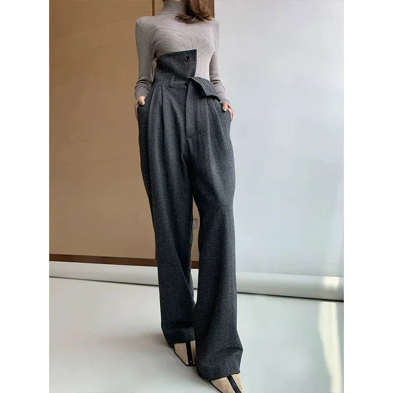 Tweed Herringbone blazer women's loose British wide-leg pants and suit jacket - Koil
