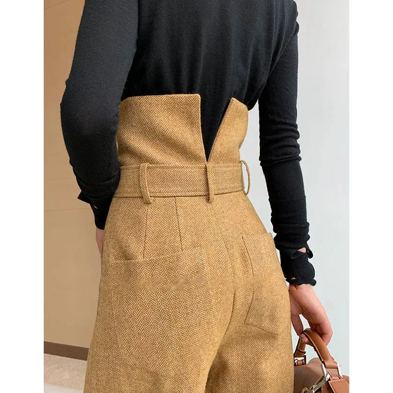 Tweed Herringbone blazer women's loose British wide-leg pants and suit jacket - Koil
