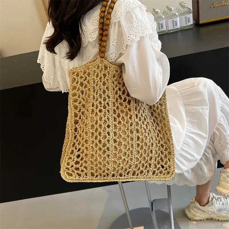 UAKISS  -  Bohemian Straw Bag Summer Handmade Beach Bag Large Capacity Shoulder Bag Vacation Rattan Totes Outdoors Seaside Handbag Bolsas