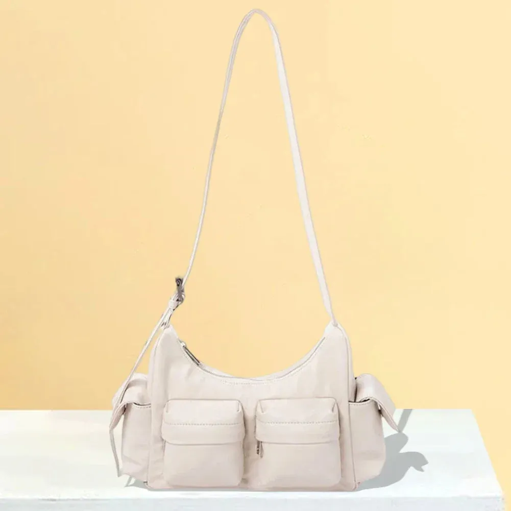 Uakiss Large Capacity Sling Bags Women's Multi-Pocket Satchel Leather Retro Commuting Shoulder Bag Ladies Solid Versatile Crossbody Bag