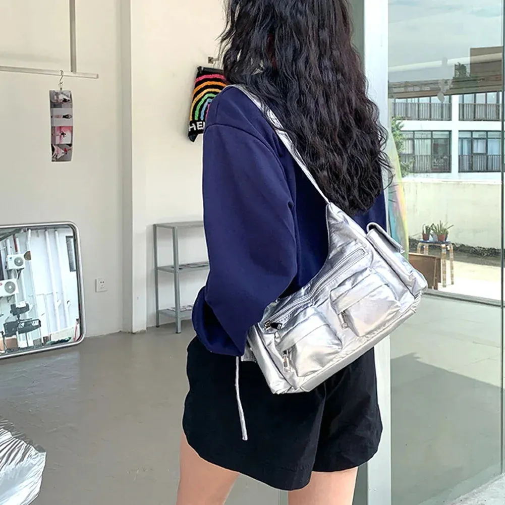 Uakiss Large Capacity Sling Bags Women's Multi-Pocket Satchel Leather Retro Commuting Shoulder Bag Ladies Solid Versatile Crossbody Bag